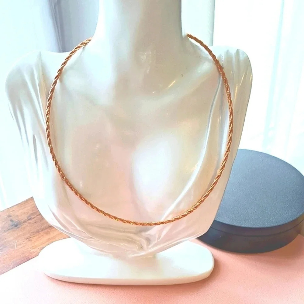 Omega Necklace Triple Twist 14kt Rose Gold Over Sterling Silver - Picture 5 of 7